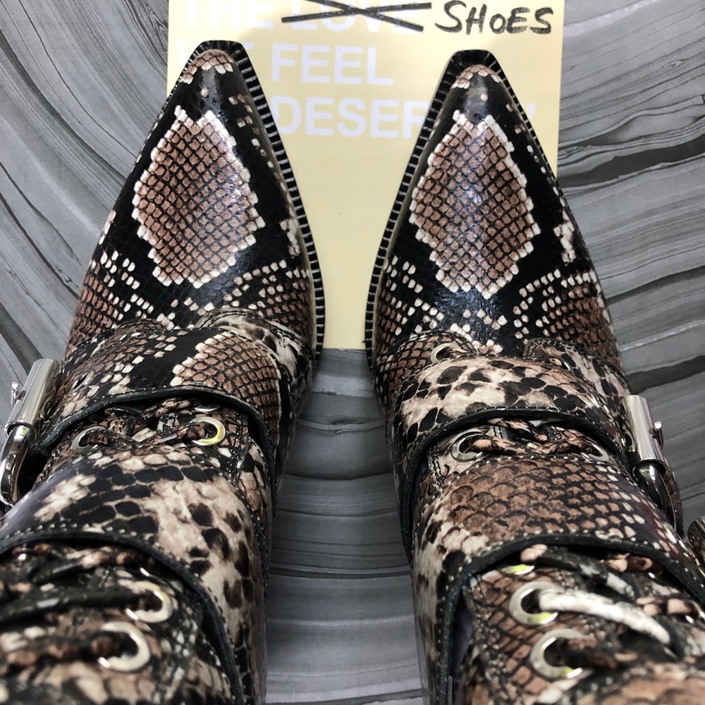 Jeffrey Campbell Caceres Bootie Brown White Snake Black. Size 6.5 - Picture 3 of 16